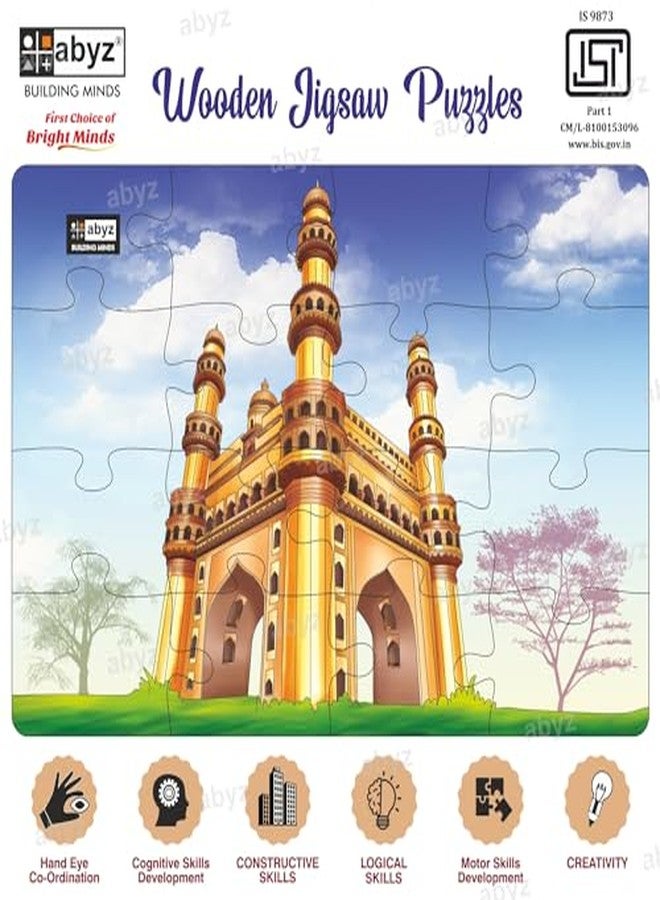 ABYZ Wooden Jigsaw Puzzle - Char Minar Playset for Fun Educational & Little Explorers, 16-Pieces & Pack of 3 Fun Games with Multicolor | Birthday Gift for (3 Plus Years) Age Kids. - Image 4